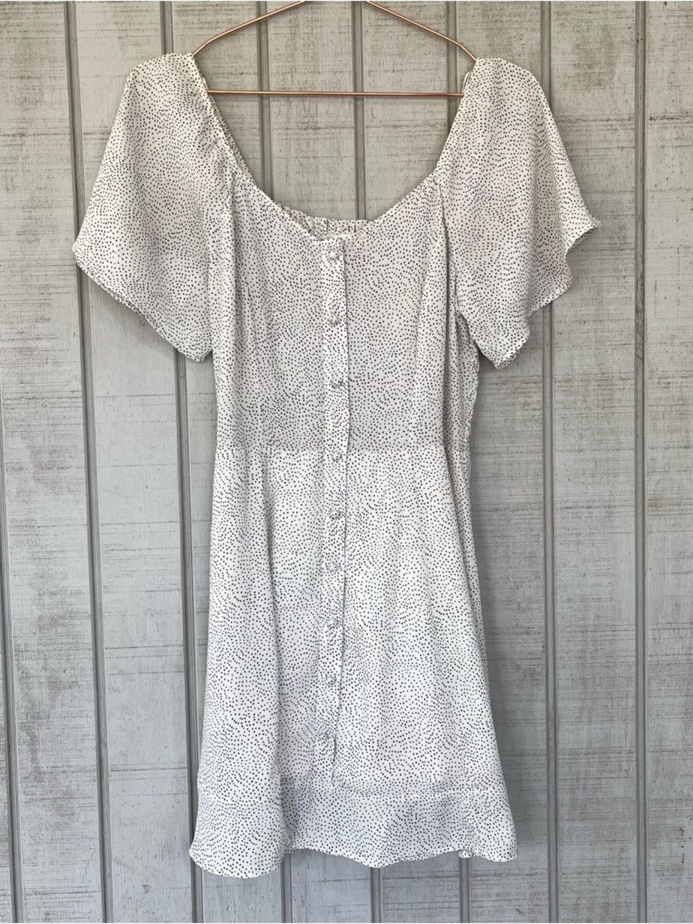 Sienna Sky White Polka Dot Flutter Sleeve Mini Dress Small